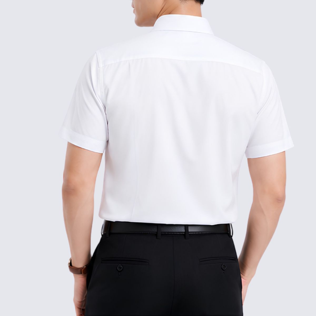 ÁO SƠ MI NAM NGẮN TAY NOVELTY REGULAR FIT SPUN MODAL TRƠN MÀU TRẮNG CÓ VÂN NSMMMWMT2R261007N