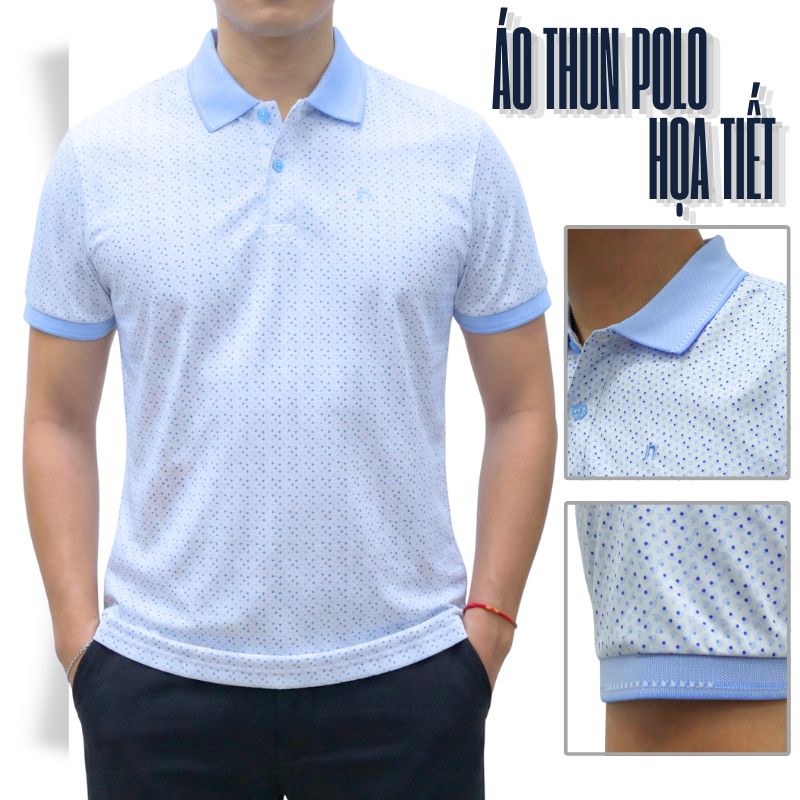 ÁO POLO NAM NOVELTY REGULAR FIT HOA VĂN XANH NATMINMPLR250740N