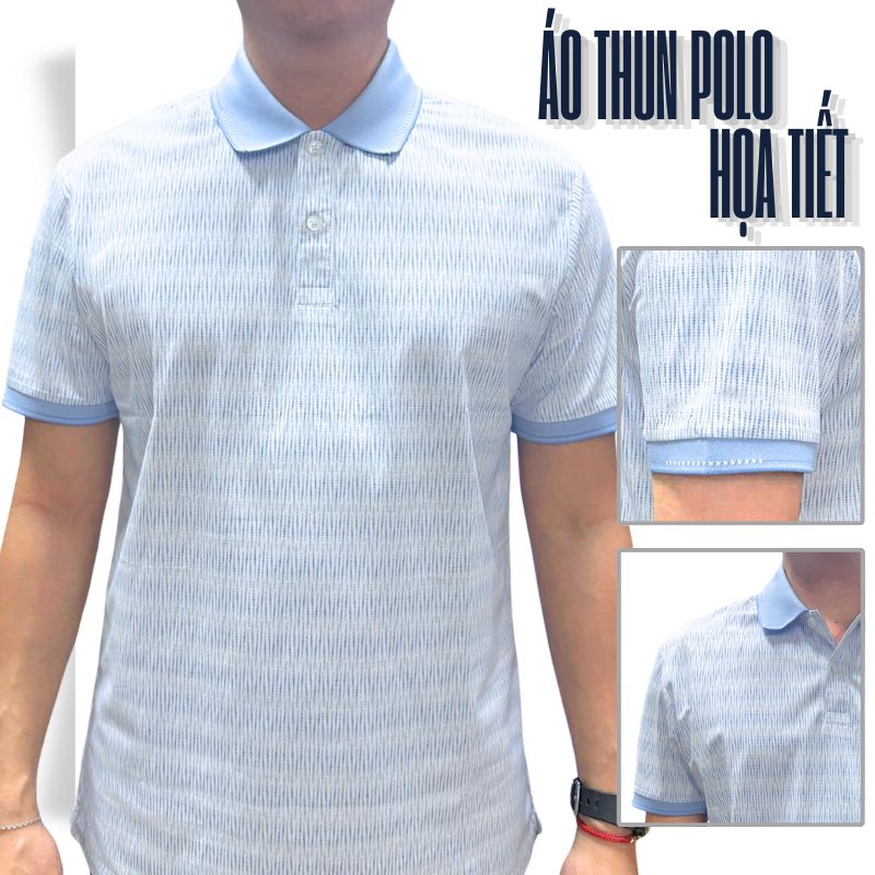 ÁO POLO NAM NOVELTY REGULAR FIT HOA VĂN MÀU XANH DƯƠNG NATMINMPLR250736N