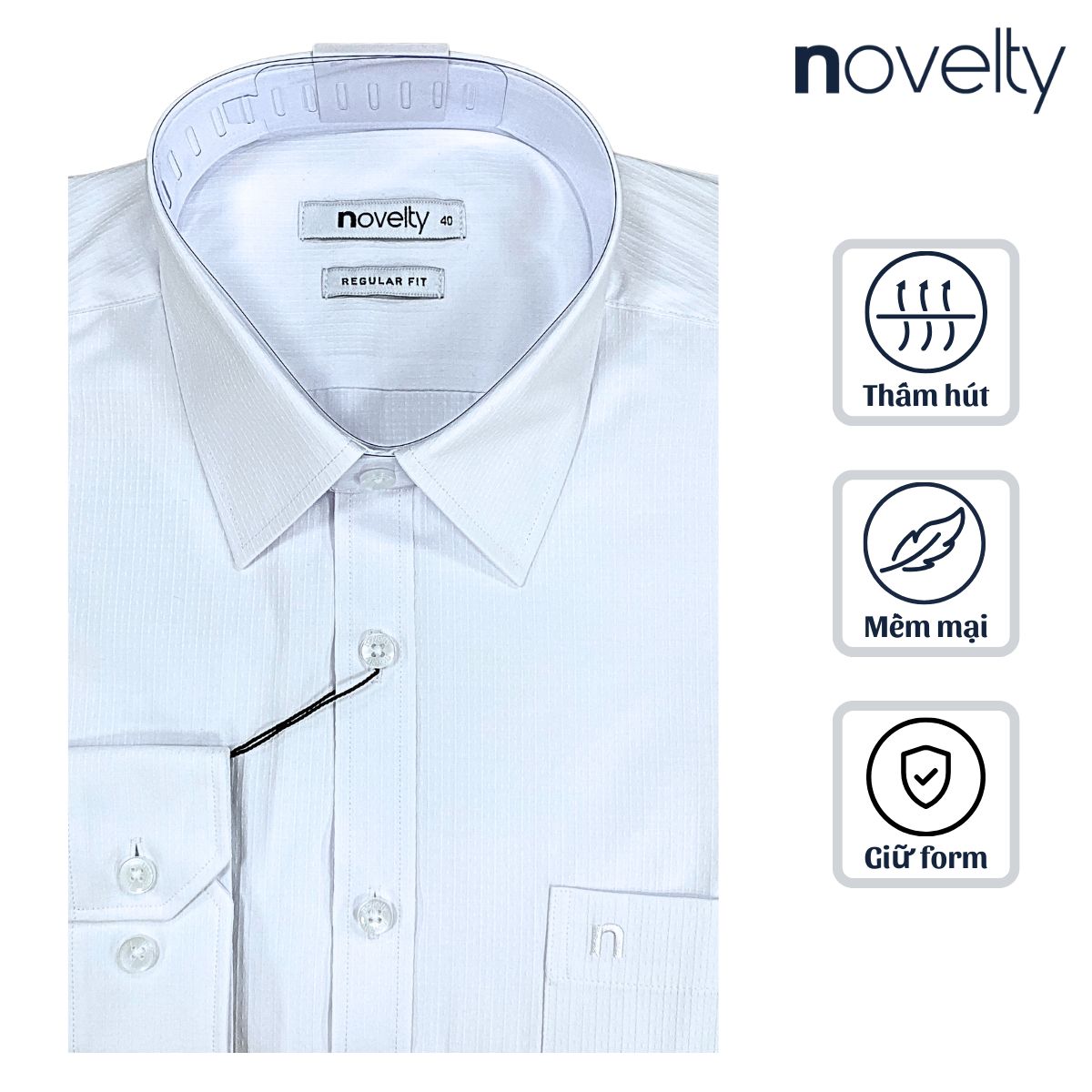 ÁO SƠ MI NAM DÀI TAY NOVELTY REGULAR FIT T/C HOA VĂN TRƠN TRẮNG NSMMHTMTCR250458D