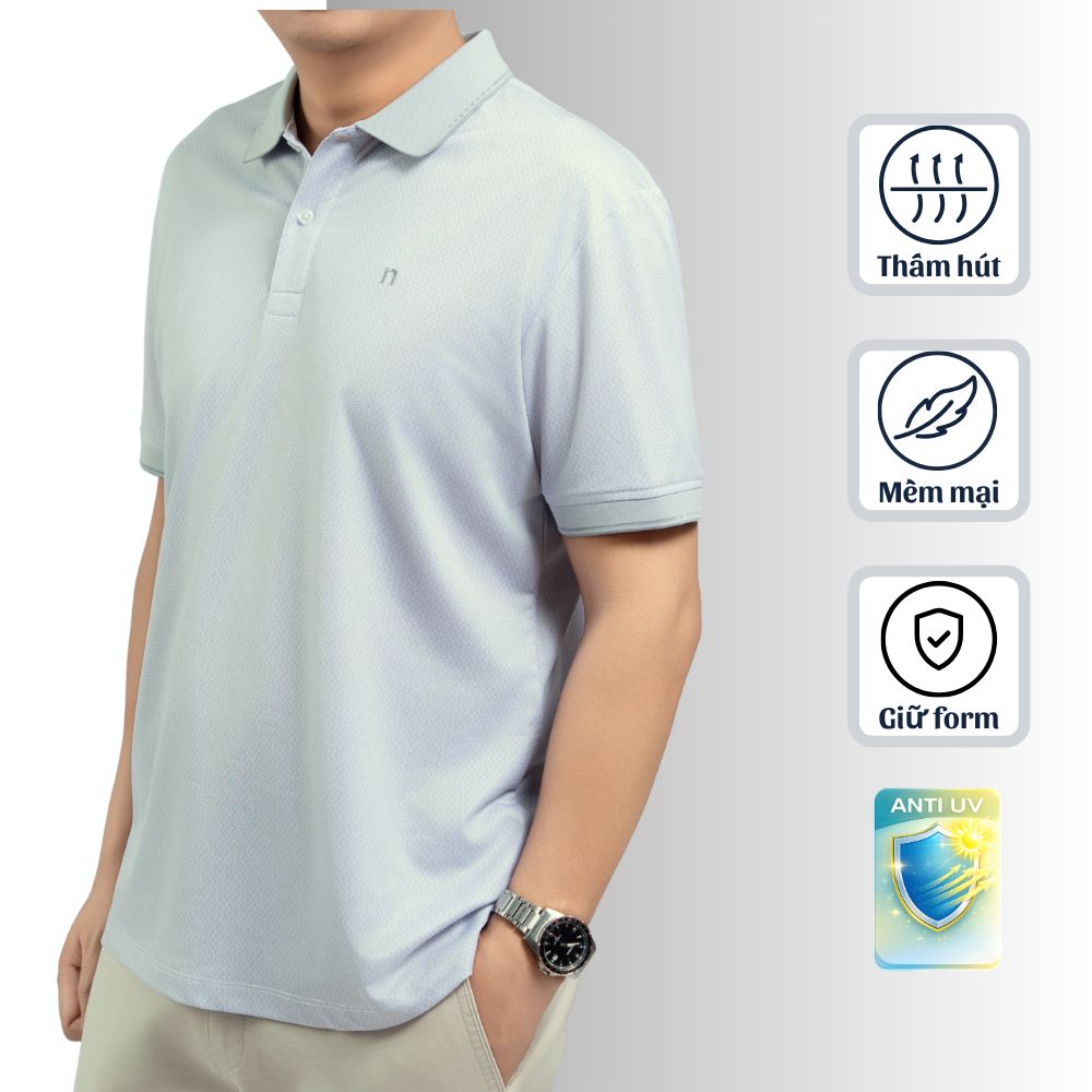 ÁO POLO NAM NOVELTY REGULAR FIT TENCEL HOA VĂN XÁM NATMINMT3R260896N