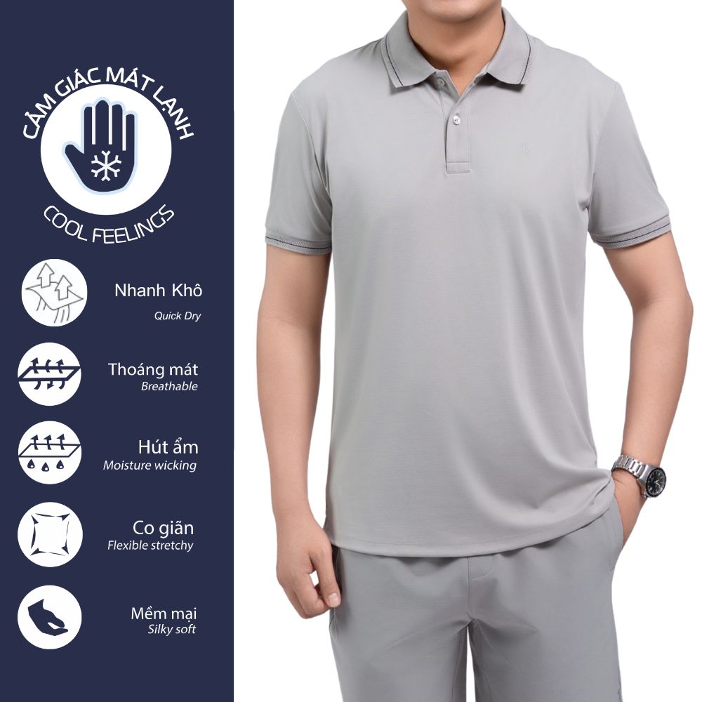 ÁO POLO NAM NOVELTY REGULAR FIT COOL FEELING TRƠN MÀU NÂU NHẠT NATMMNMNER260888N