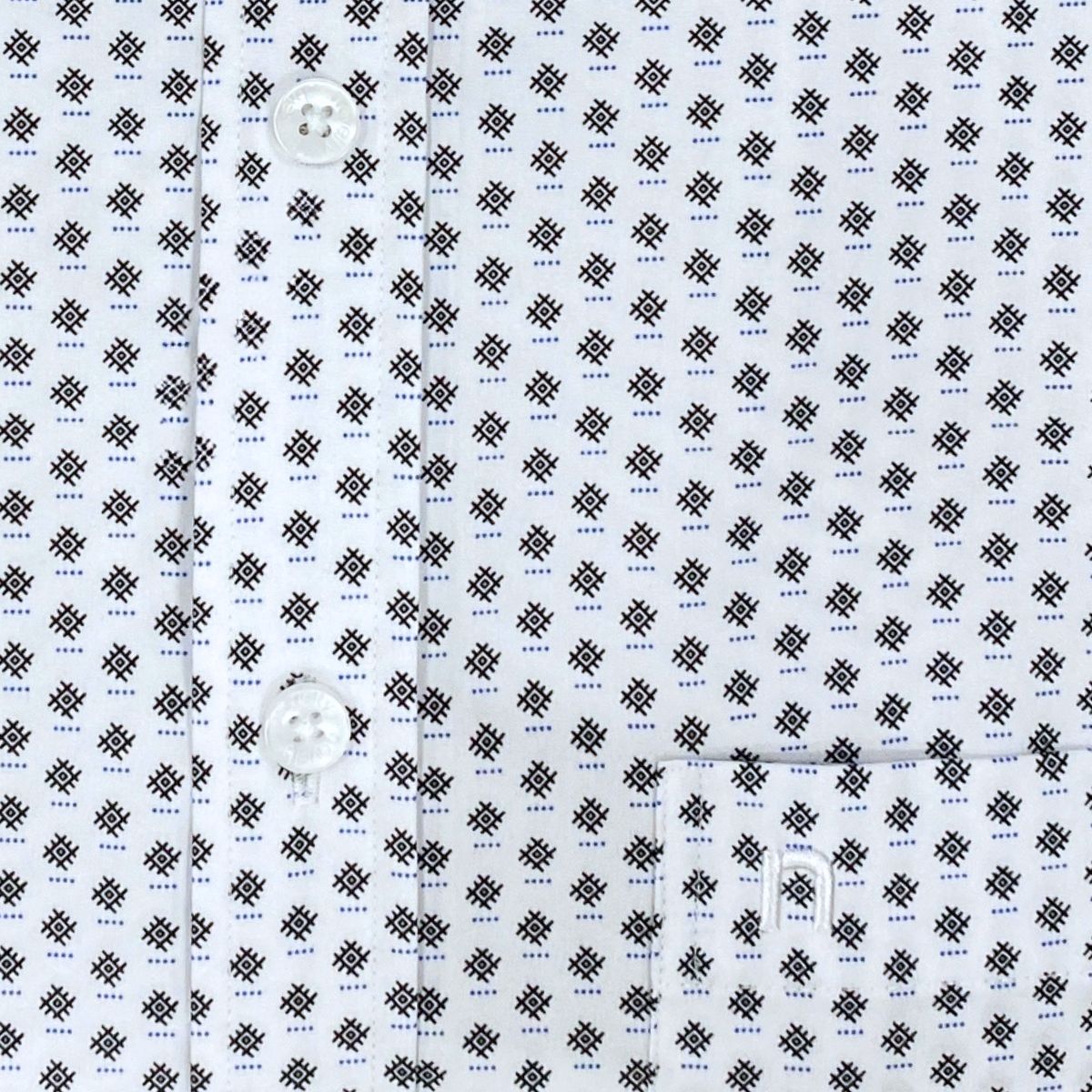 ÁO SƠ MI NAM NGẮN TAY NOVELTY CASUAL SPUN HOA VĂN TRẮNG NSMMINMPSB250394N