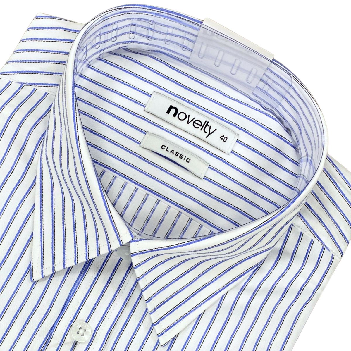 ÁO SƠ MI NAM DÀI TAY NOVELTY CLASSIC T/C RECYCLED SỌC TRẮNG XANH NSMMSBMRCC250660D