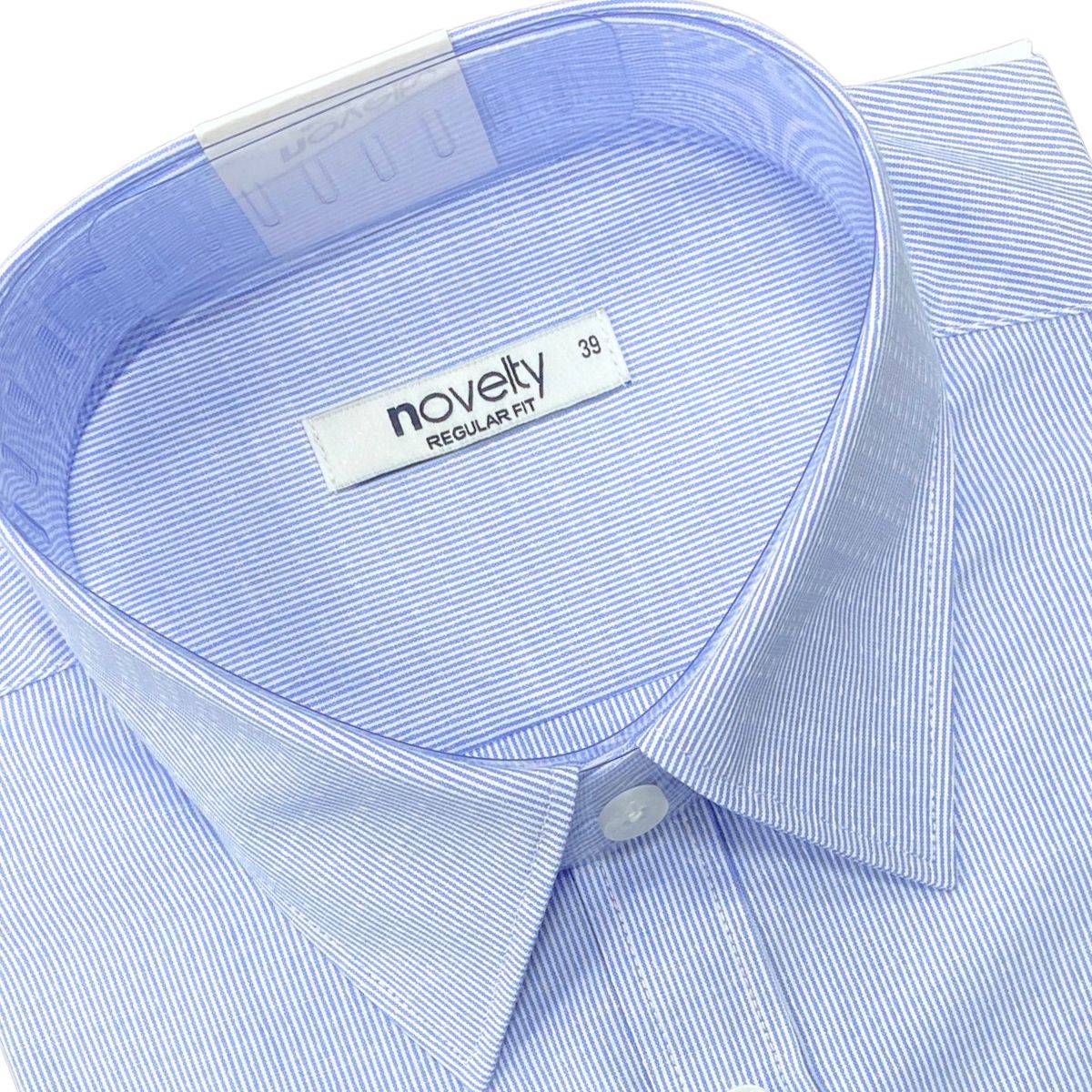 ÁO SƠ MI NAM NGẮN TAY NOVELTY REGULAR FIT T/C RECYCLED SỌC NHỎ XANH NSMMSNMRCR250783N