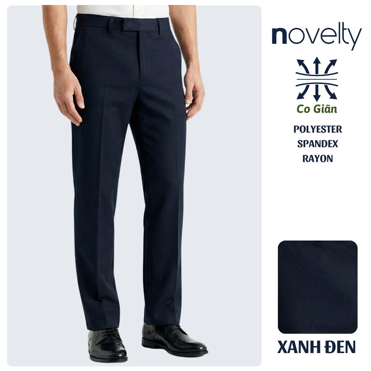 QUẦN TÂY NAM NOVELTY CLASSIC TRƠN MÀU XANH ĐEN NQTMMTMT3C2607770