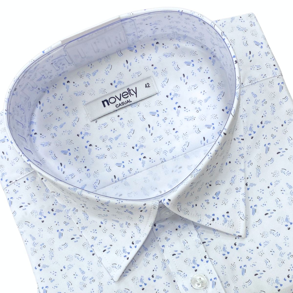 ÁO SƠ MI NAM NGẮN TAY NOVELTY CASUAL SPUN HOA VĂN TRẮNG NSMMINMSPB260805N