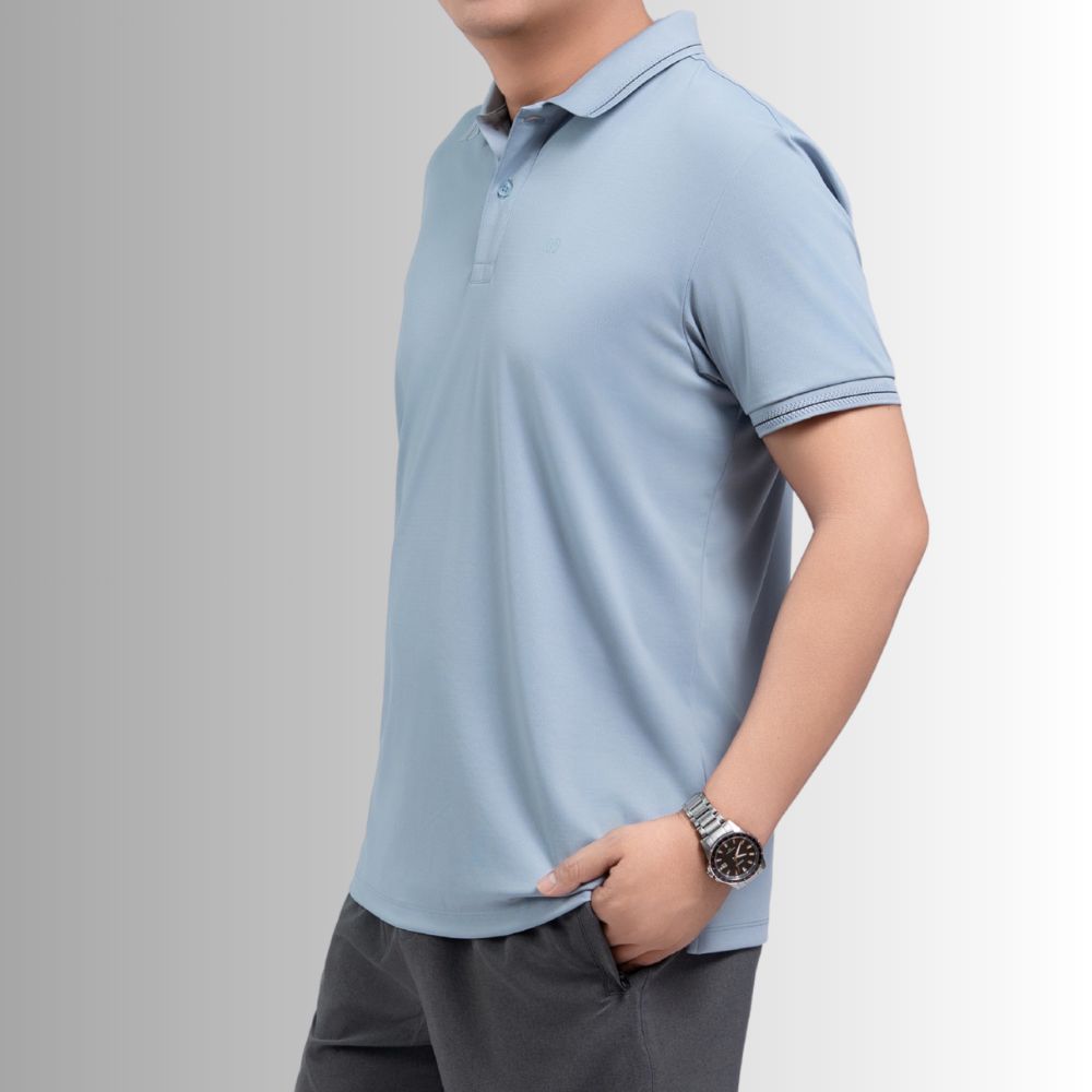 ÁO POLO NAM NOVELTY REGULAR FIT COOL FEELING TRƠN MÀU XANH NHẠT NATMMNMNER260889N