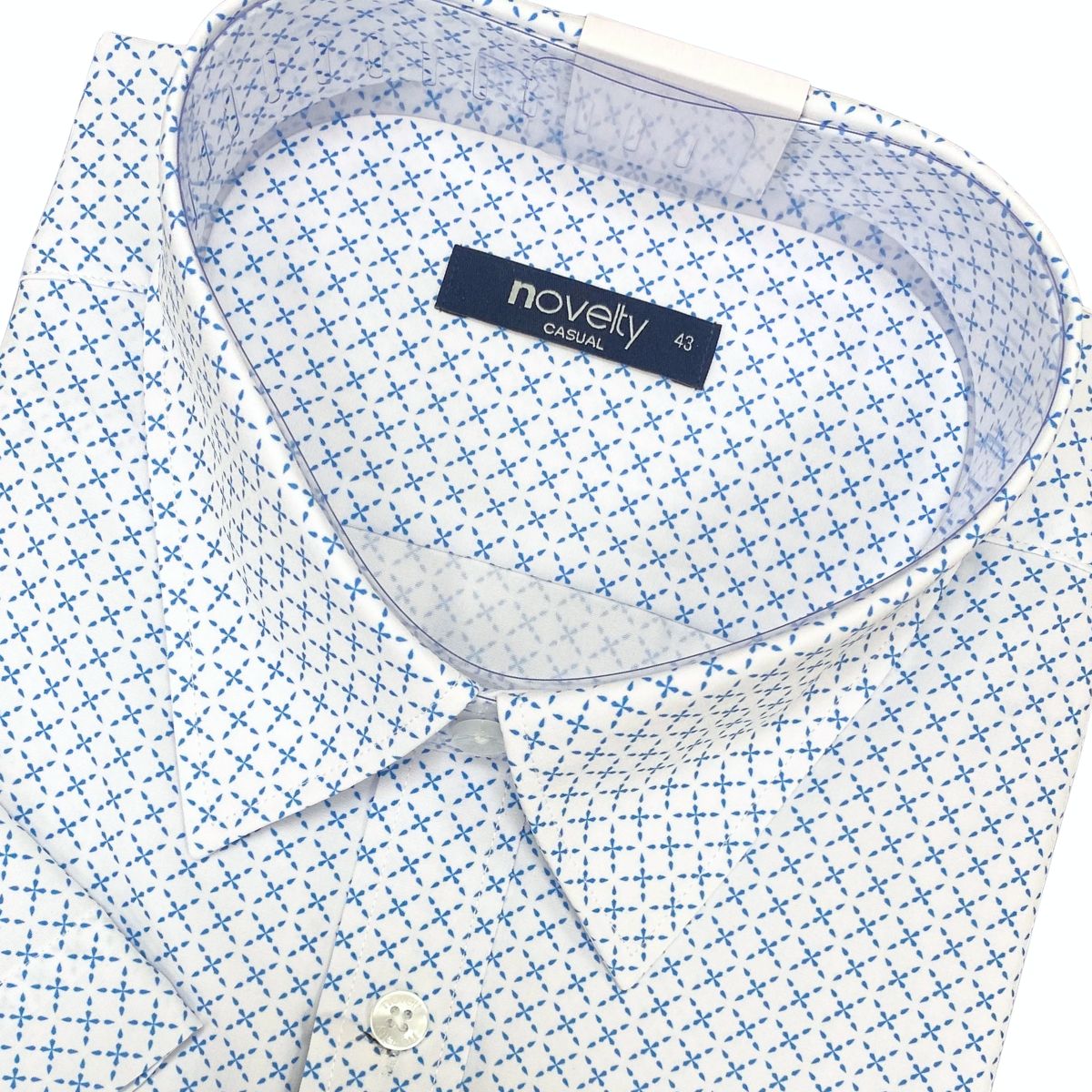 ÁO SƠ MI NAM NGẮN TAY NOVELTY CASUAL SPUN HOA VĂN TRẮNG XANH NSMMINMSPB261191N