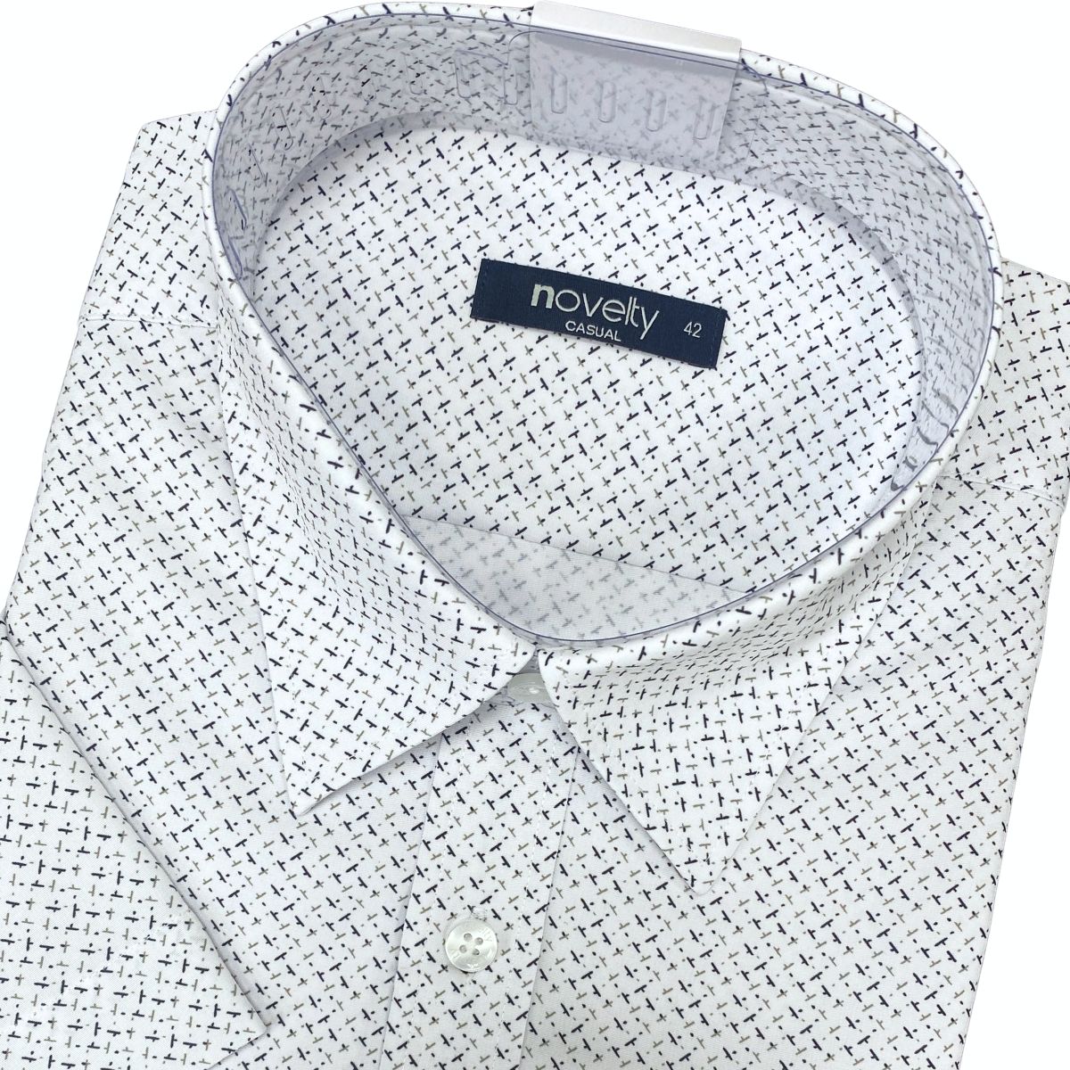 ÁO SƠ MI NAM NGẮN TAY NOVELTY CASUAL SPUN HOA VĂN TRẮNG NSMMINMSPB261194N