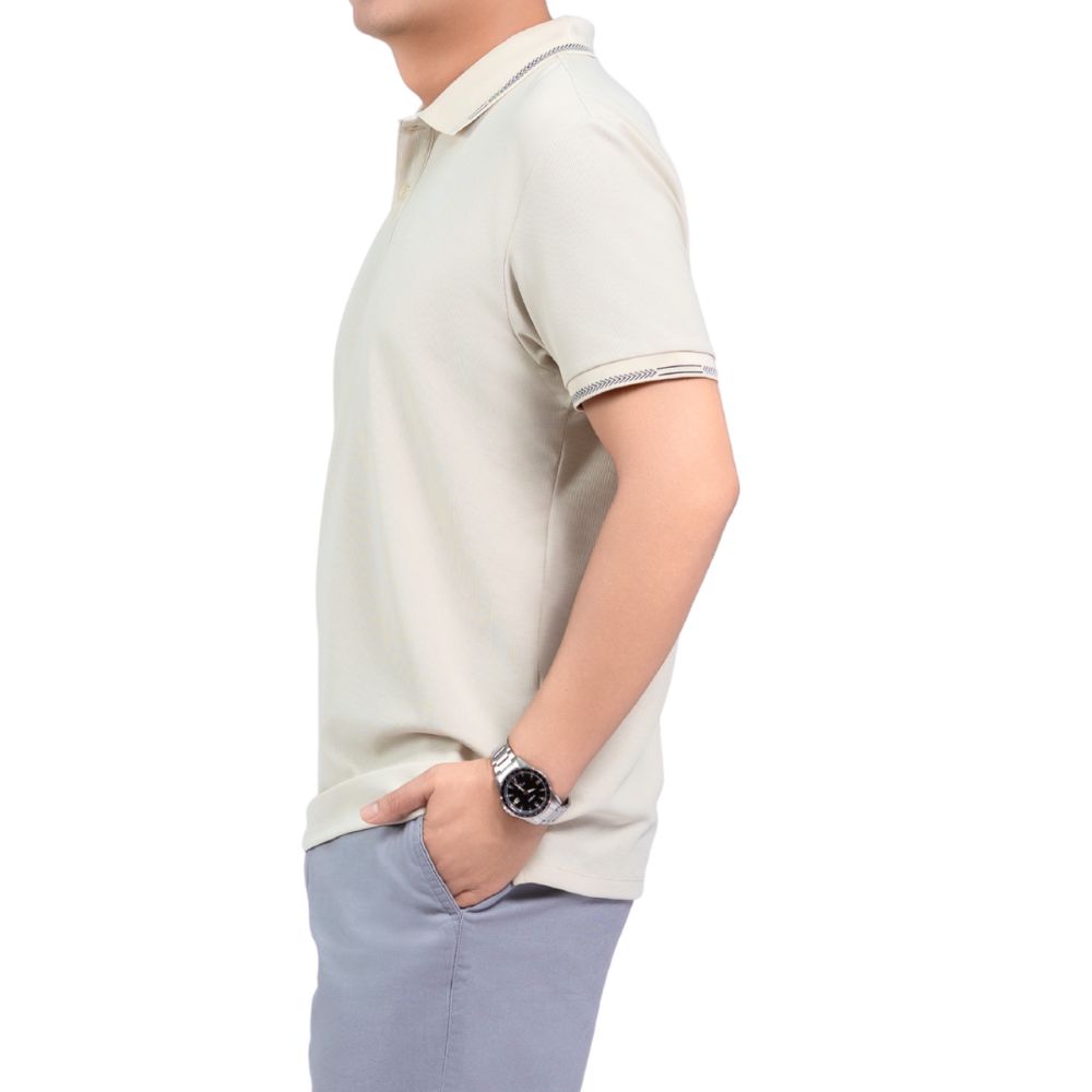 ÁO POLO NAM NOVELTY REGULAR FIT COOL FEELING TRƠN MÀU KEM NATMMNMNER260828N