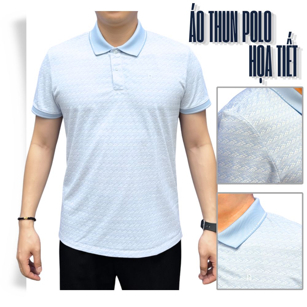 ÁO POLO NAM NOVELTY REGULAR FIT SPUN POLY HOA VĂN XANH NATMINMPLR261019N