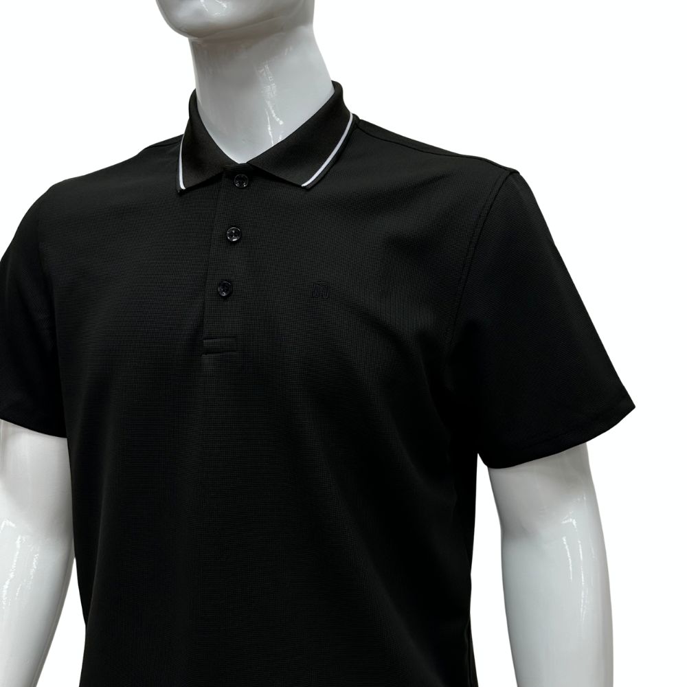 ÁO POLO NAM NOVELTY REGULAR FIT VÂN ÁO WAFFLE TRƠN MÀU ĐEN NATMMDMPSR261328N