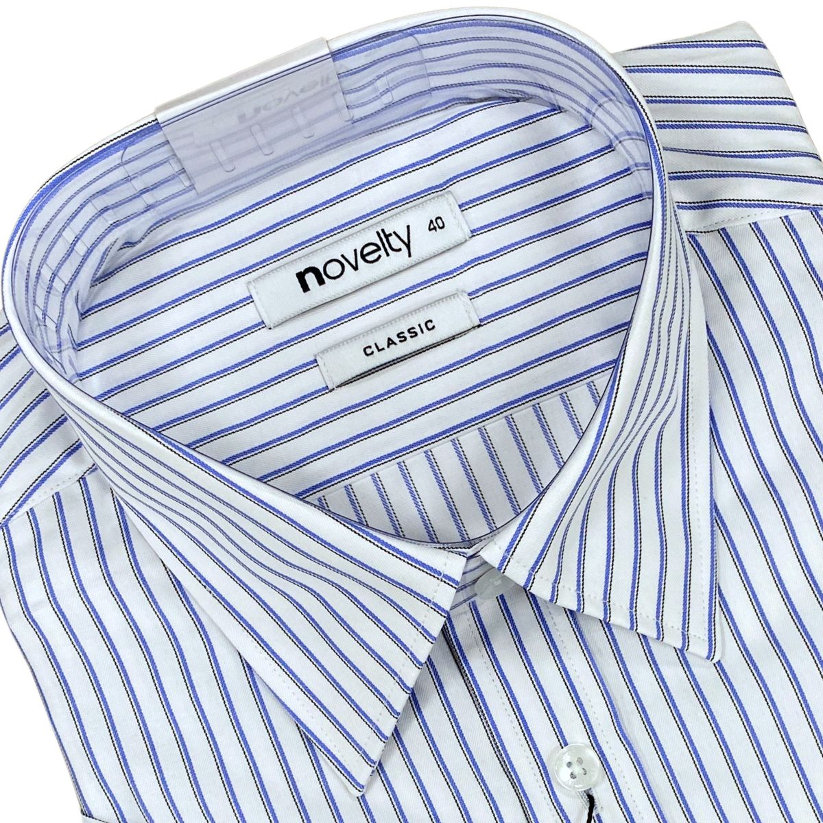 ÁO SƠ MI NAM NGẮN TAY NOVELTY CLASSIC T/C RECYCLED SỌC TRẮNG XANH NSMMSBMRCC250654N