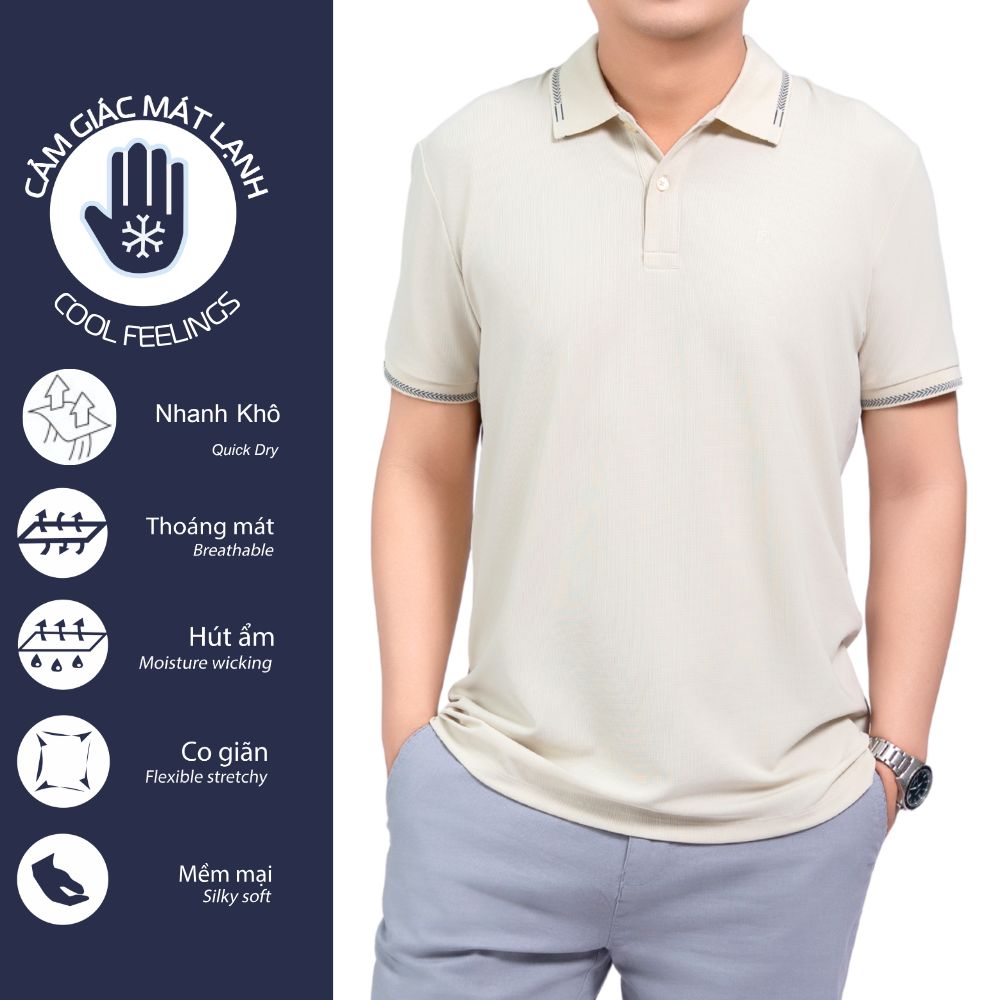 ÁO POLO NAM NOVELTY REGULAR FIT COOL FEELING TRƠN MÀU KEM NATMMNMNER260828N