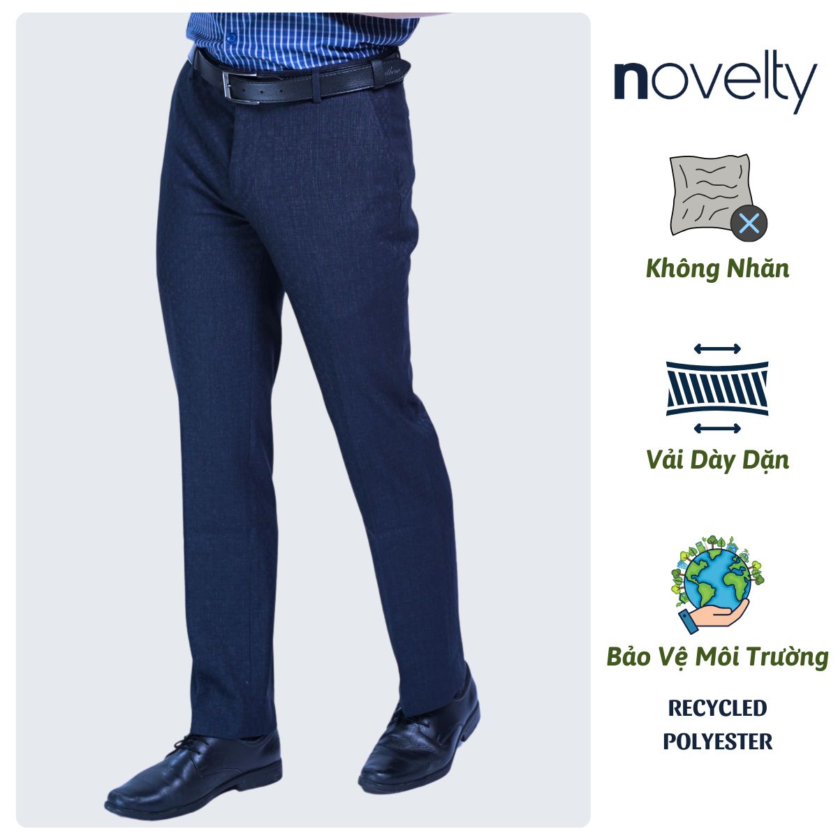 QUẦN TÂY NAM NOVELTY REGULAR FIT 0 PLY XANH ĐEN GÂN CARO NQTMMDMT3R2501930