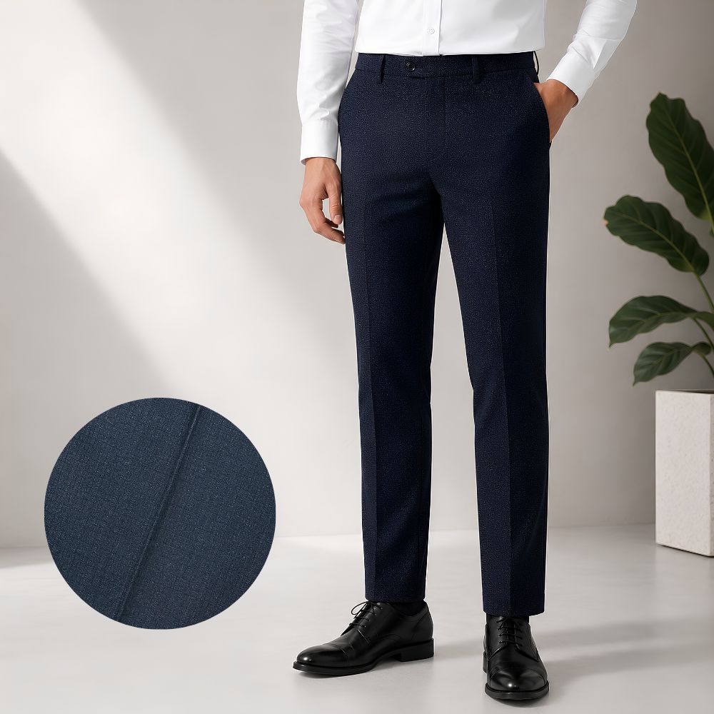 QUẦN TÂY NAM NOVELTY REGULAR FIT CÓ VÂN MÀU XANH ĐEN NQTMMDMT3R2610120