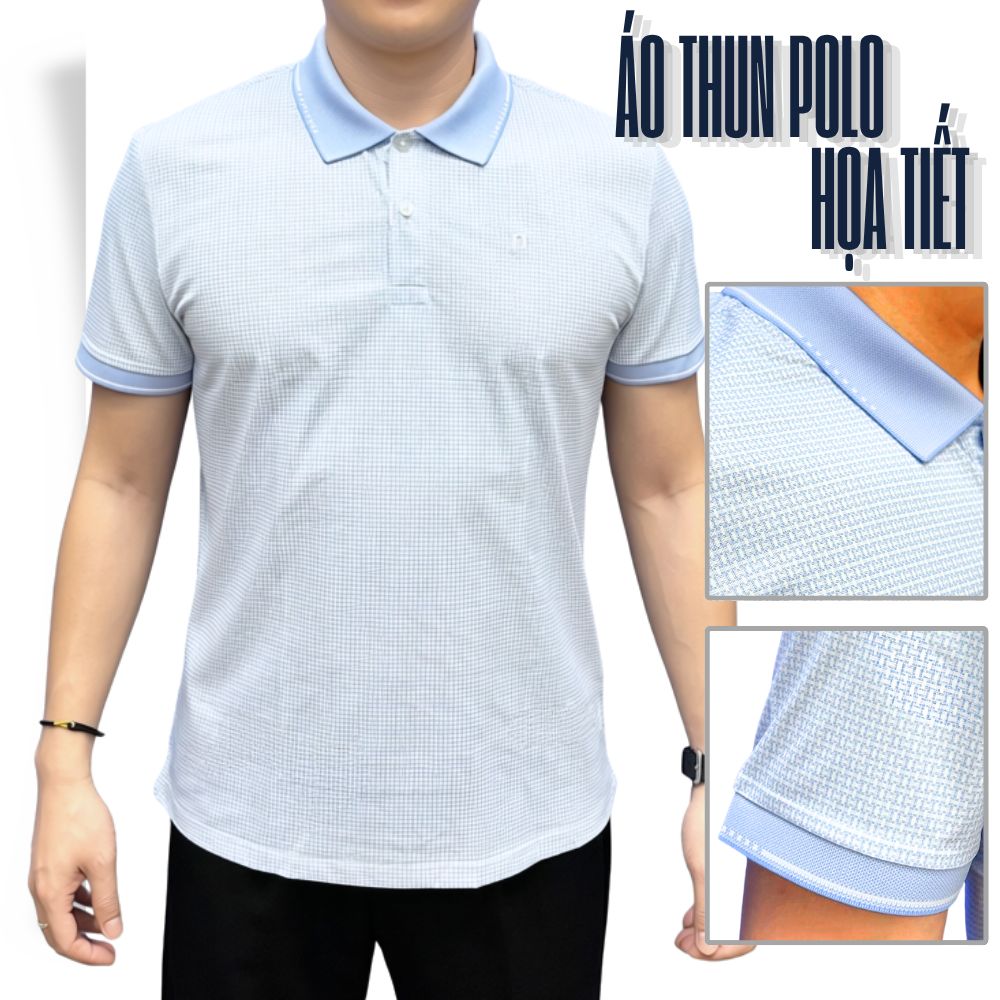 ÁO POLO NAM NOVELTY REGULAR FIT SPUN POLY HOA VĂN XANH NATMINMPLR261020N
